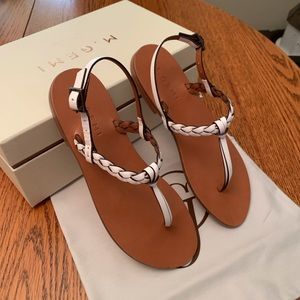 M. GEMI The Treccia White Leather Sandals